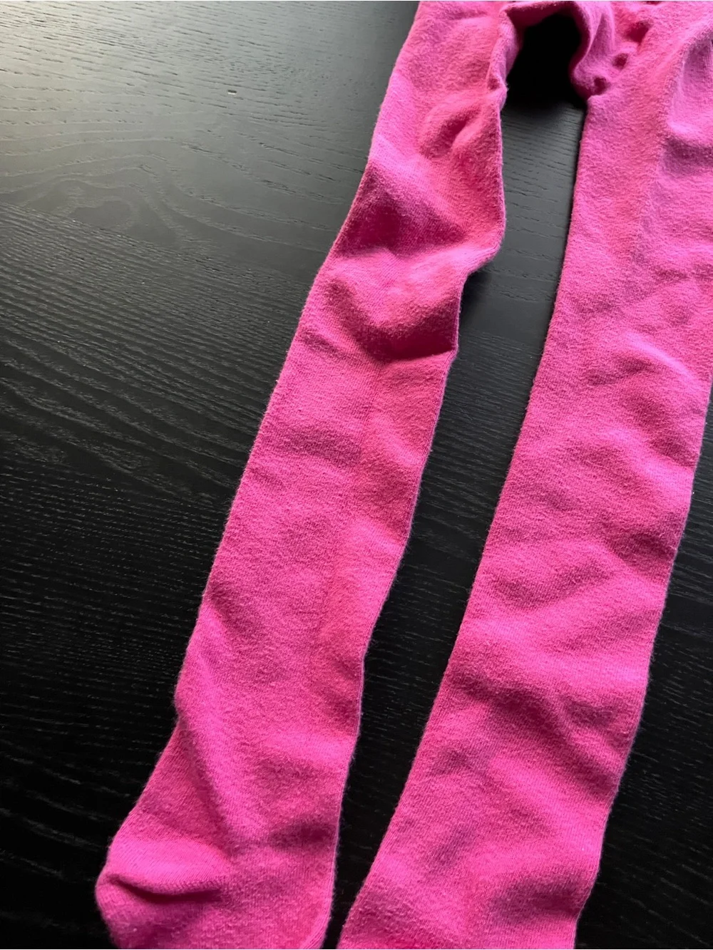 Pink Knit Tights Stockings Size 7-10 Kids Girls Footed Elastic Waist